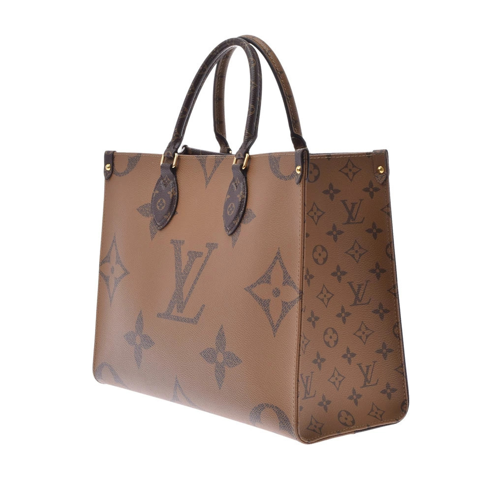 Louis Vuitton Reverse OnTheGo Monogram Canvas Brown Bag Tote Brown
